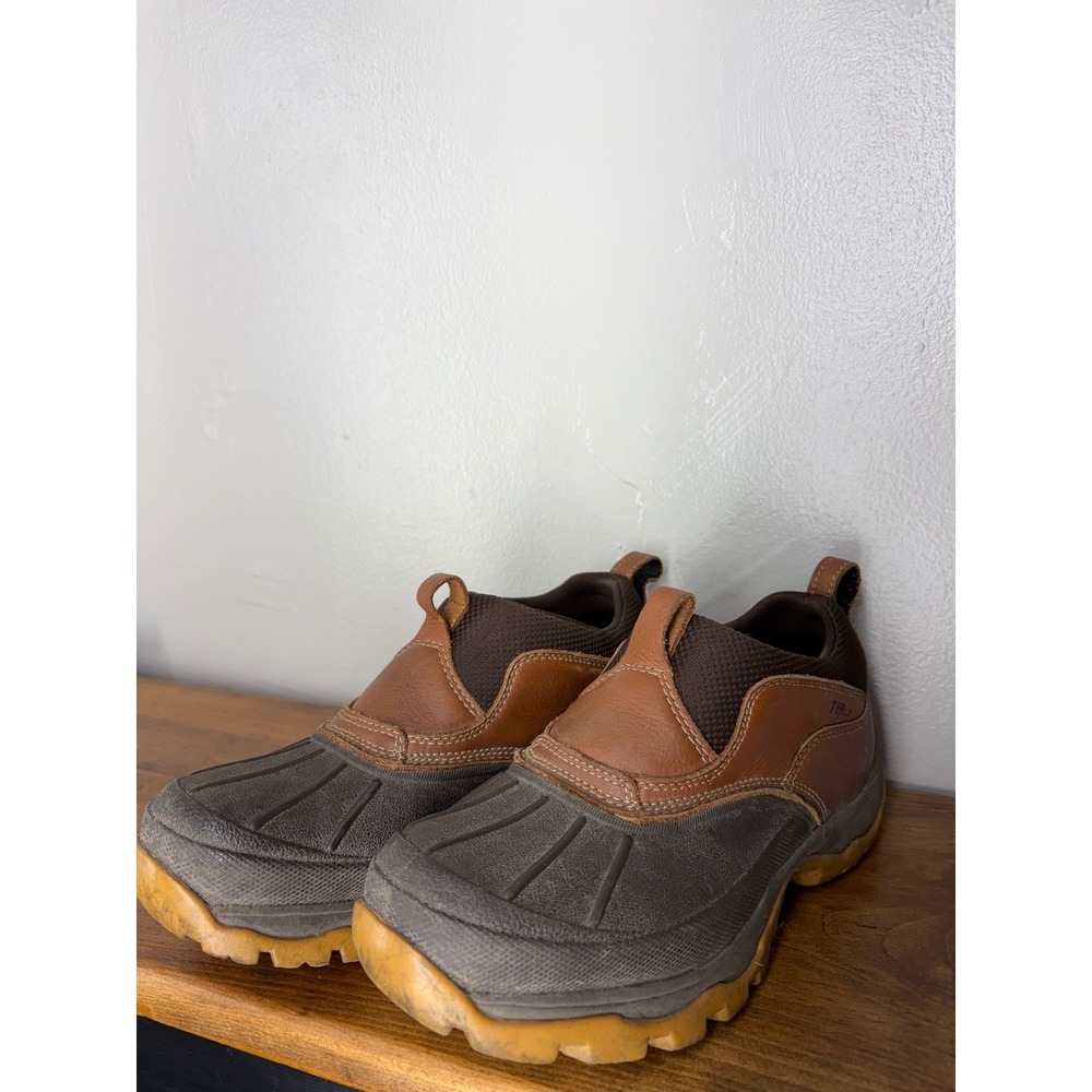 LL Bean Storm Chaser Slip On Duck Boots Brown Leather Rubber 297729 Womens 7M